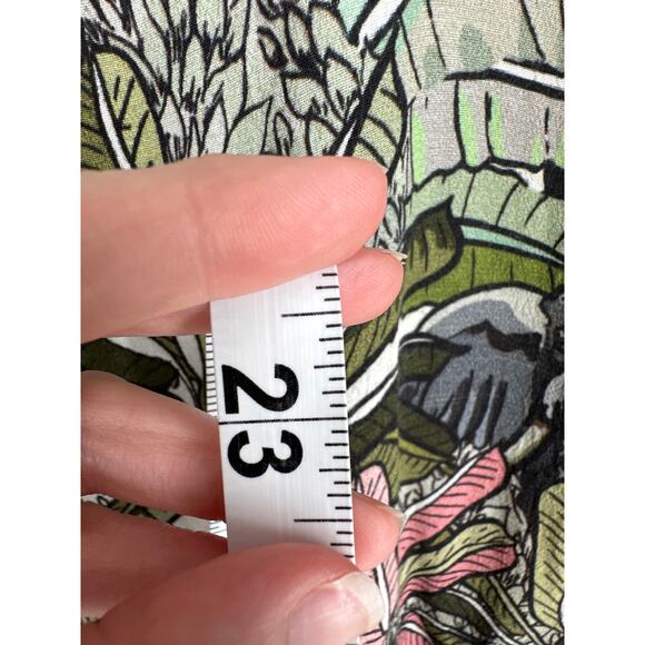 Blank London Anthropologie Top Small Green Animal Print Jungle Elephants Floral - Picture 7 of 8